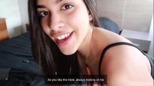 Brunette latina on black dress shows off her perfect ass until making you cum