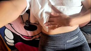 Asian woman is shy before having sex after college