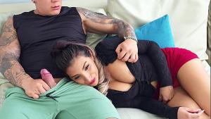 Face fuck! Perfect-titted Latina MILF gets surprised by a cock in her mouth!