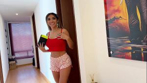 The naughty stepdaughter relieves her stepfather's stress by letting him fuck her ass!