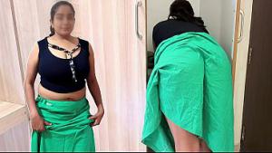 Romantic pleasure by lifting the skirt of Bhabhi who was keeping clothes in the cupboard, both of us alone at home, desi hindi audio